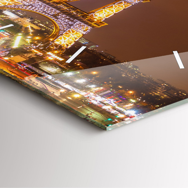 Horloge murale carrée Tour Eiffel illuminée