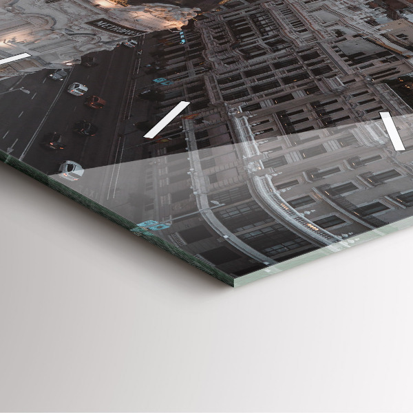 Horloge murale carrée Villes au coucher du soleil