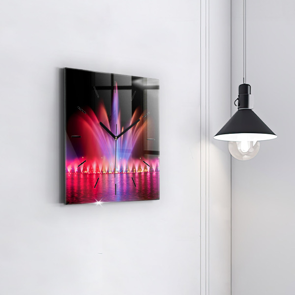 Horloge murale carrée Fontaine de Wroclaw la nuit