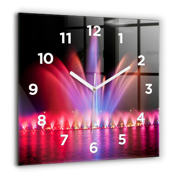 Horloge murale carrée Fontaine de Wroclaw la nuit