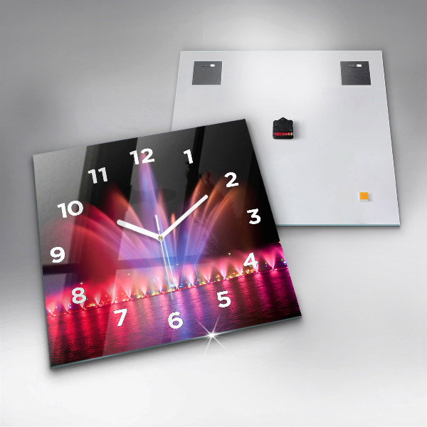 Horloge murale carrée Fontaine de Wroclaw la nuit