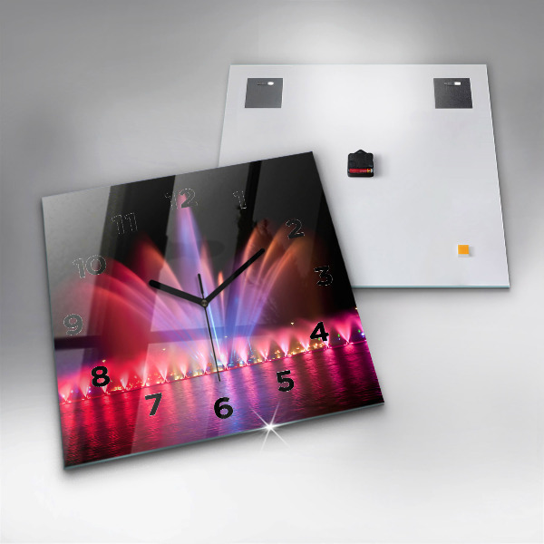 Horloge murale carrée Fontaine de Wroclaw la nuit