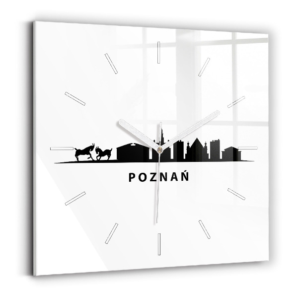 Horloge murale carrée Graphiques panoramiques de Poznan