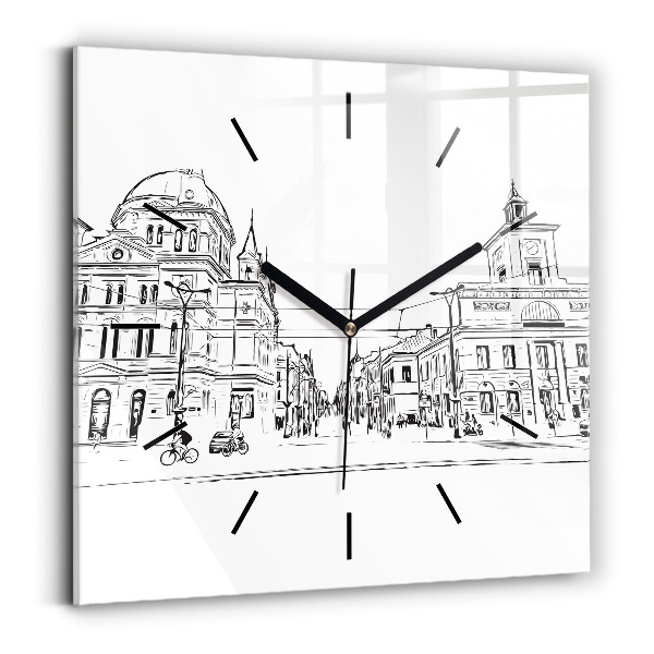 Horloge murale carrée Illustration de la ville de Poznań