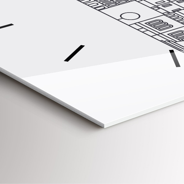 Horloge carrée en verre Panorama architectural de Lodz