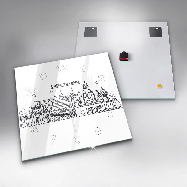 Horloge carrée en verre Panorama architectural de Lodz