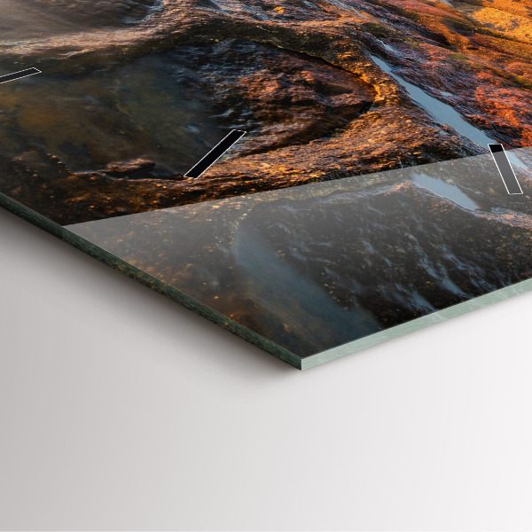 Horloge carrée en verre Le phare et la mer Baltique