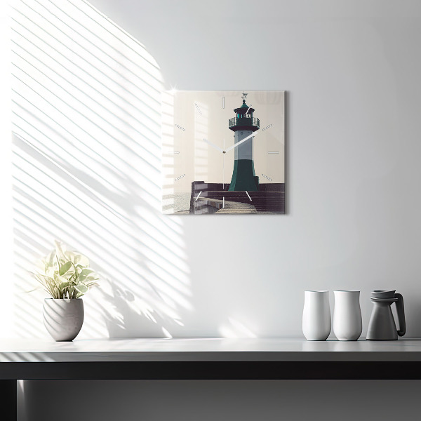 Horloge murale carrée Le phare et la mer