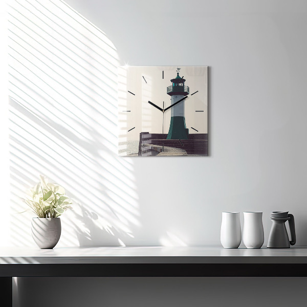 Horloge murale carrée Le phare et la mer