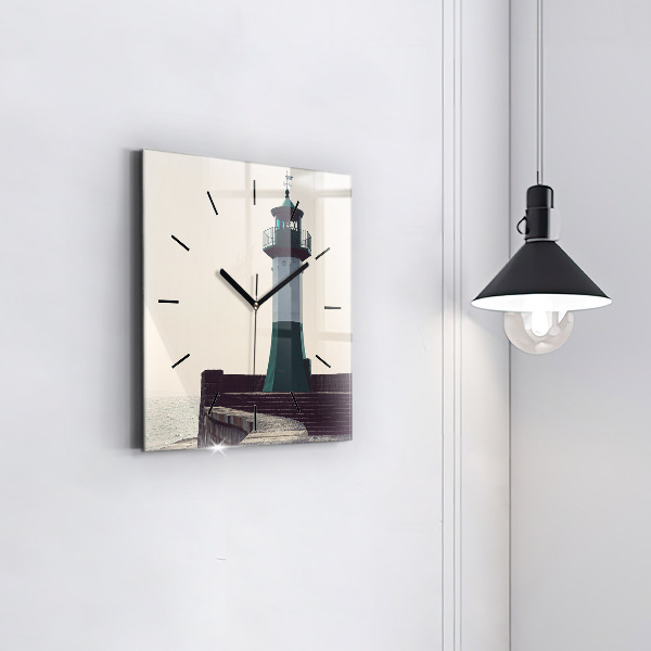 Horloge murale carrée Le phare et la mer