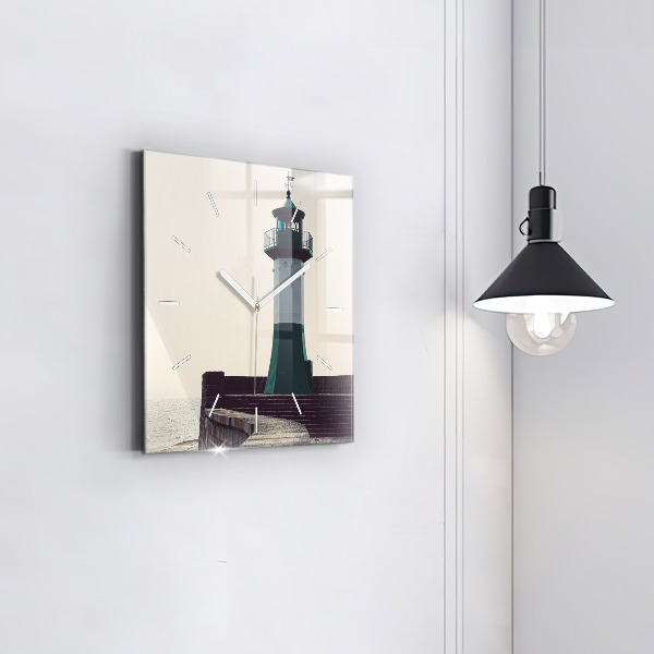 Horloge murale carrée Le phare et la mer