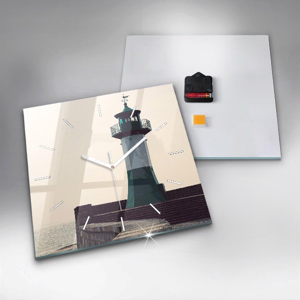 Horloge murale carrée Le phare et la mer