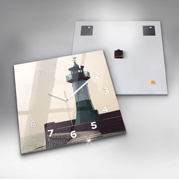 Horloge murale carrée Le phare et la mer