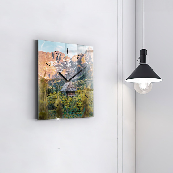 Horloge murale carrée Chalet dans les Tatras