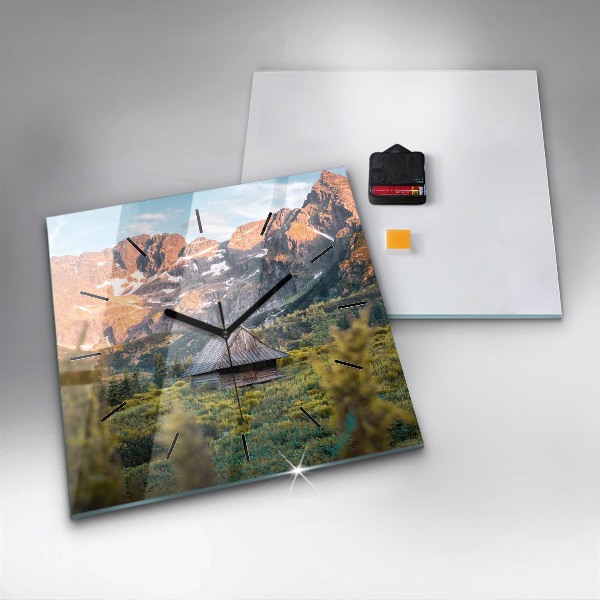Horloge murale carrée Chalet dans les Tatras