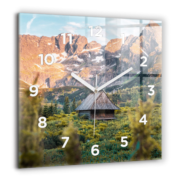 Horloge murale carrée Chalet dans les Tatras