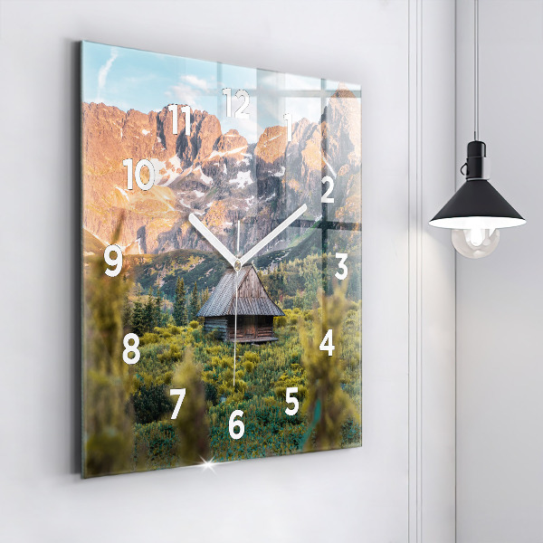 Horloge murale carrée Chalet dans les Tatras