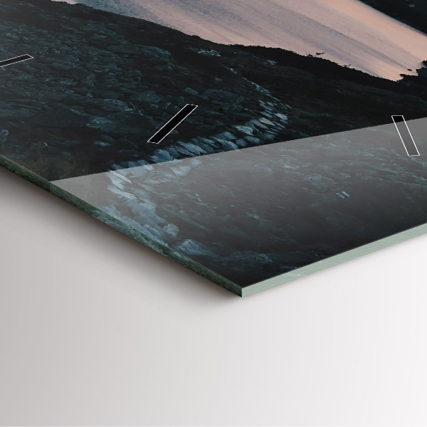 Horloge murale carrée Lac et montagnes