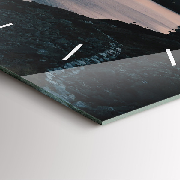 Horloge murale carrée Lac et montagnes