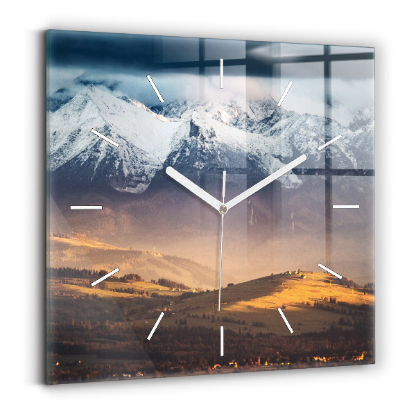 Horloge murale carrée Paysage hivernal des Tatras
