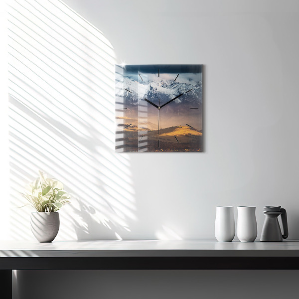 Horloge murale carrée Paysage hivernal des Tatras