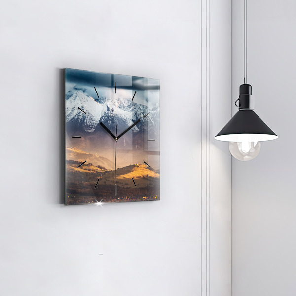 Horloge murale carrée Paysage hivernal des Tatras
