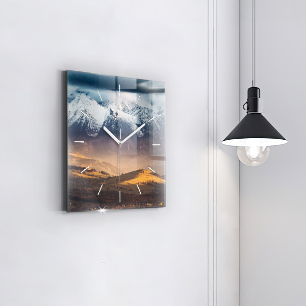 Horloge murale carrée Paysage hivernal des Tatras