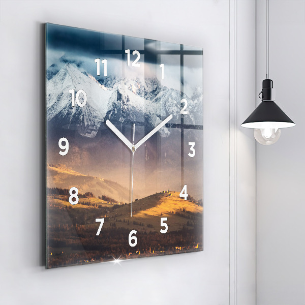 Horloge murale carrée Paysage hivernal des Tatras
