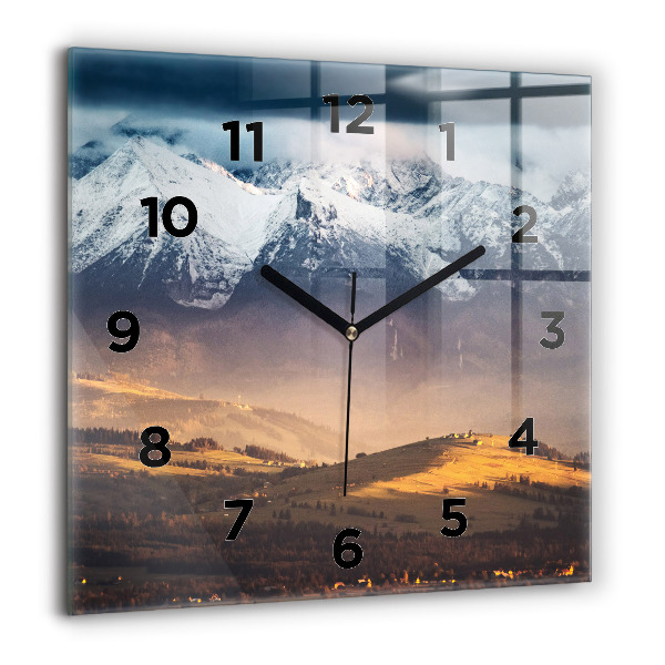 Horloge murale carrée Paysage hivernal des Tatras