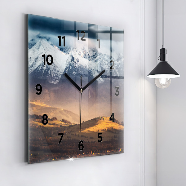 Horloge murale carrée Paysage hivernal des Tatras