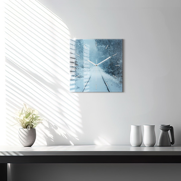 Horloge murale carrée Cerf sur les rails