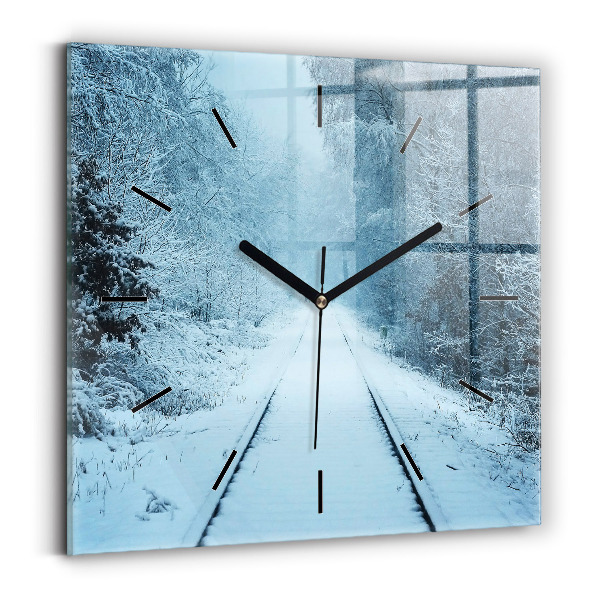 Horloge murale carrée Cerf sur les rails