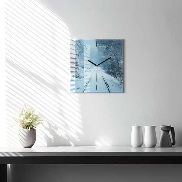 Horloge murale carrée Cerf sur les rails