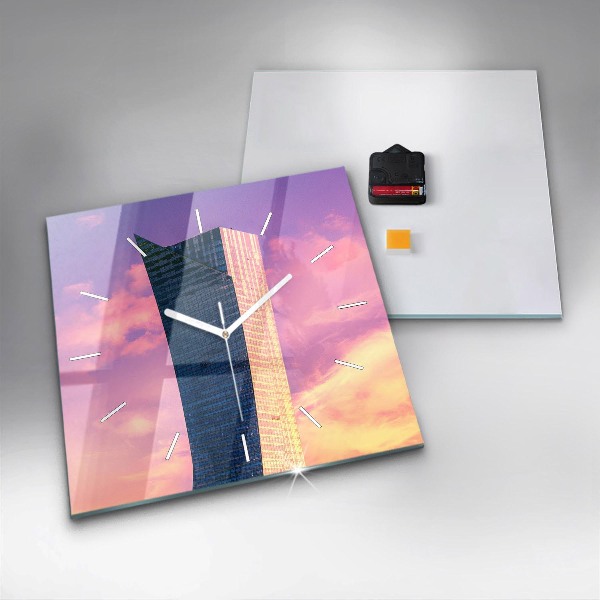Horloge murale carrée Gratte-ciel à Varsovie
