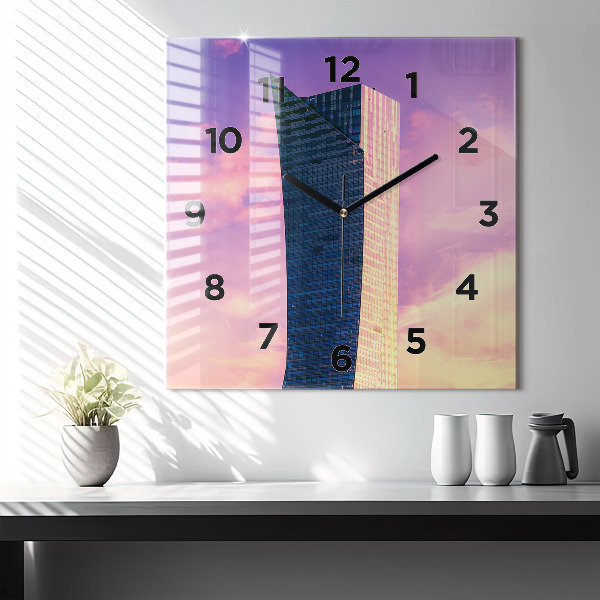 Horloge murale carrée Gratte-ciel à Varsovie