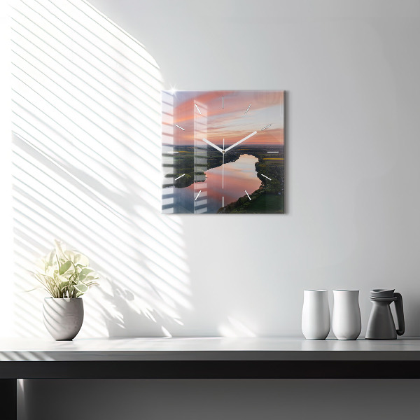 Horloge murale carrée Vue sur le lac