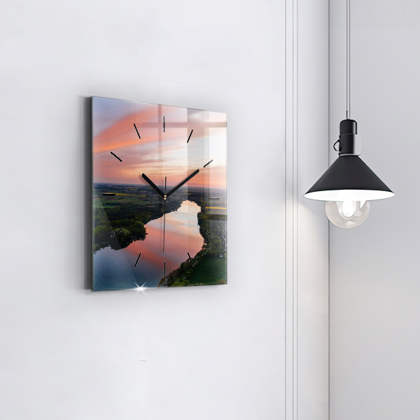 Horloge murale carrée Vue sur le lac