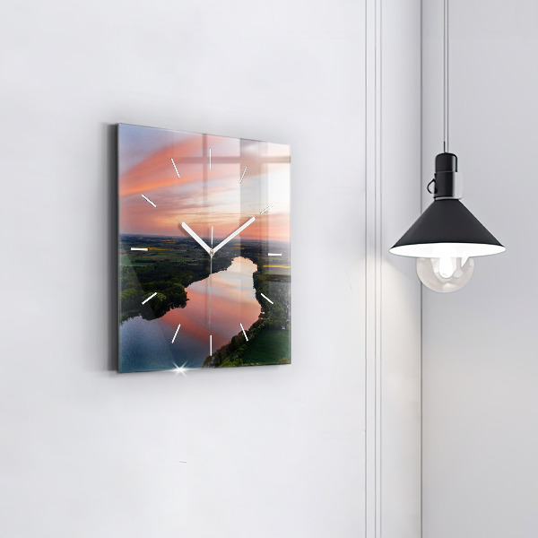 Horloge murale carrée Vue sur le lac