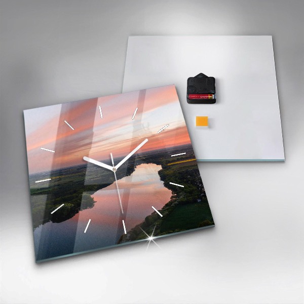 Horloge murale carrée Vue sur le lac