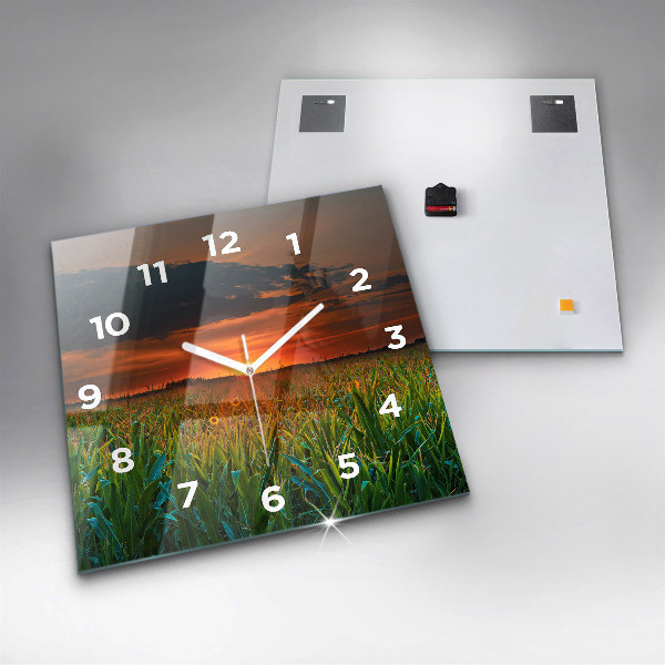 Horloge murale carrée Tournesols dans le pré