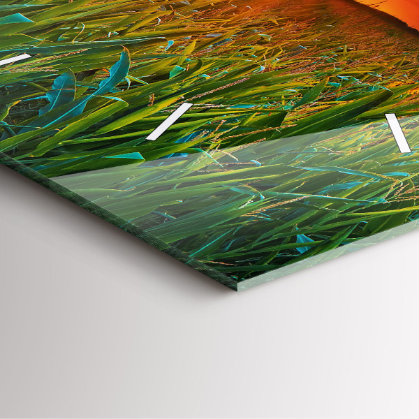 Horloge murale carrée Tournesols dans le pré