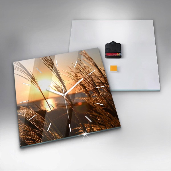 Horloge murale carrée 'Blé au soleil d''or'