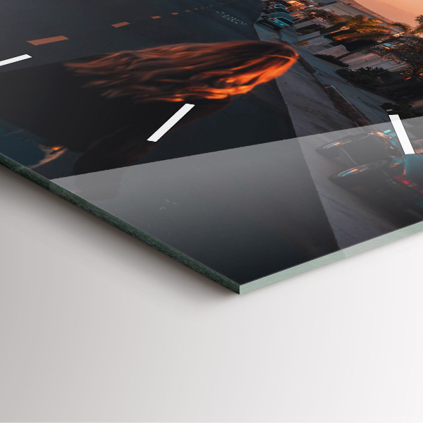 Horloge murale carrée Femme sur la route