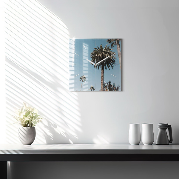 Horloge murale carrée Palmiers à Los Angeles