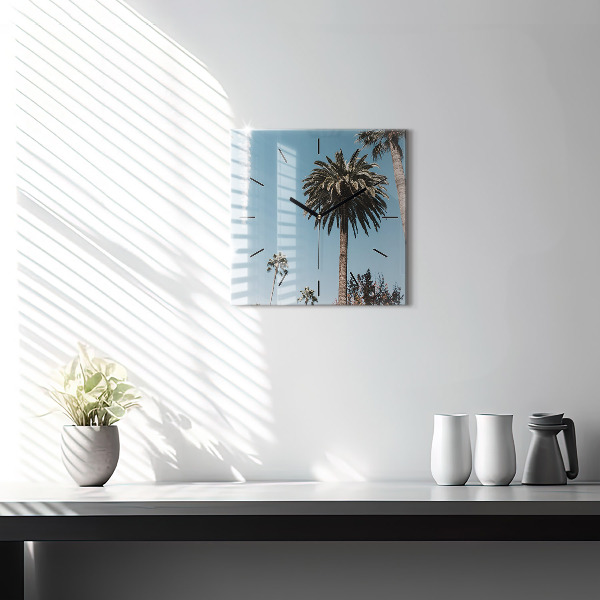 Horloge murale carrée Palmiers à Los Angeles