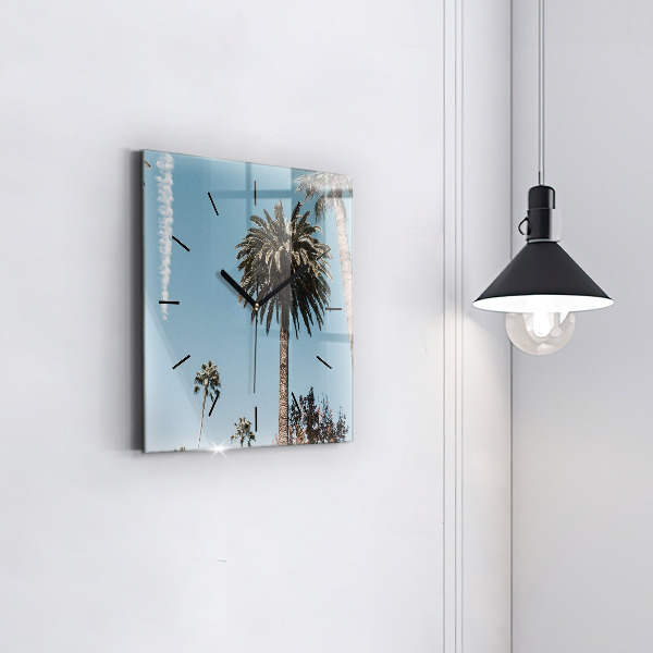 Horloge murale carrée Palmiers à Los Angeles