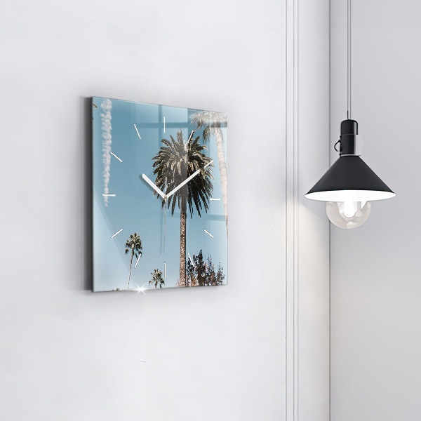 Horloge murale carrée Palmiers à Los Angeles