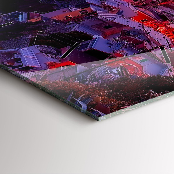 Horloge murale carrée Maisons près du lac