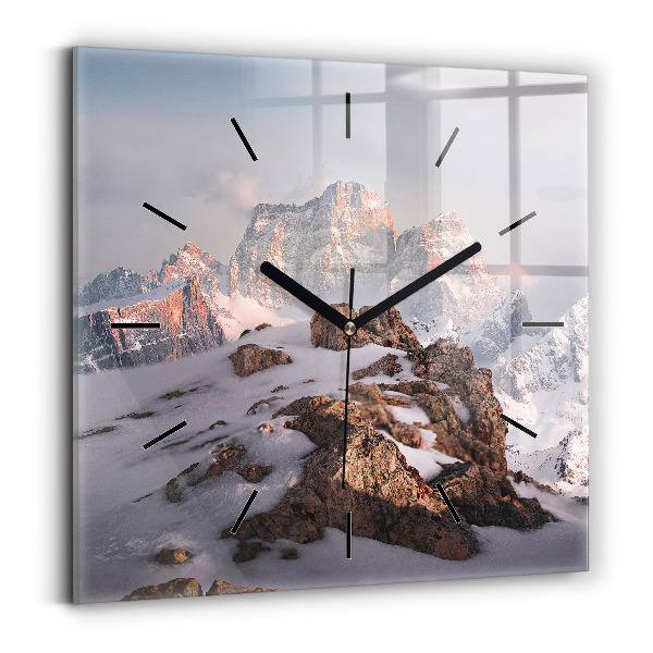Horloge murale carrée Une montagne couverte de neige