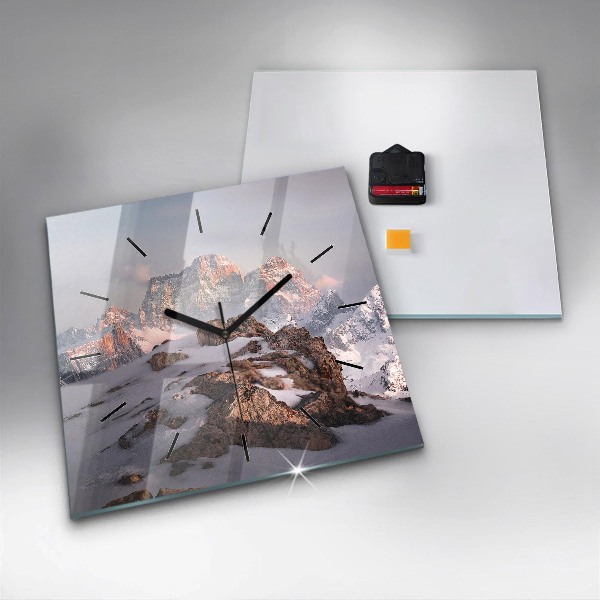 Horloge murale carrée Une montagne couverte de neige